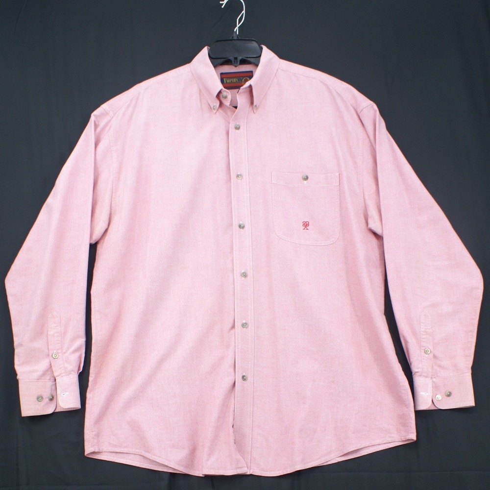 Twenty X Wrangler Mens Red Oxford Button Down Western Shirt Long Sleeve XL